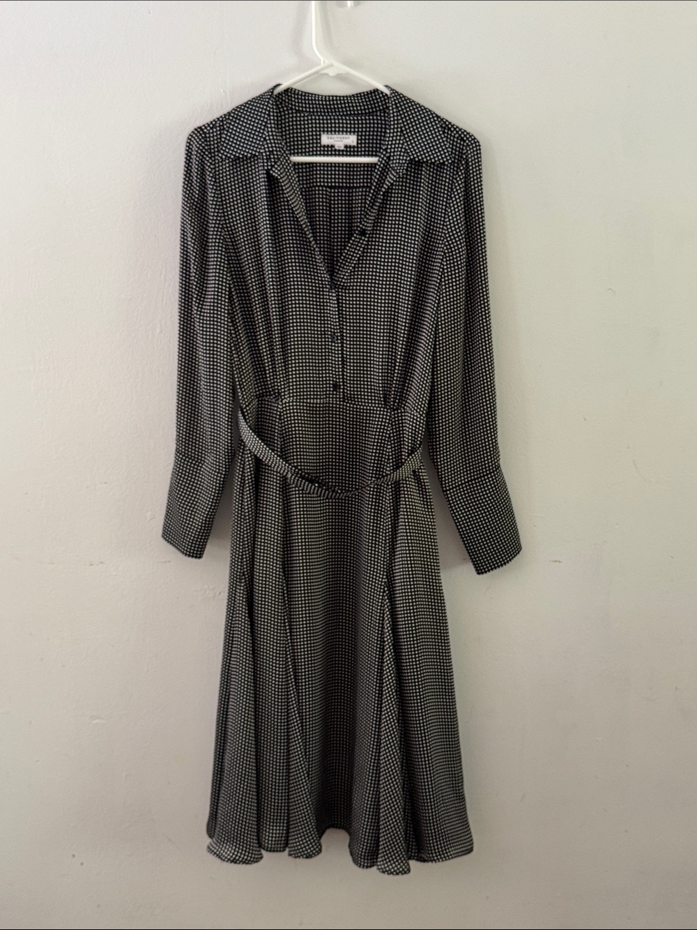 Equipment Bancort Check Long-Sleeve Dress Sz 6